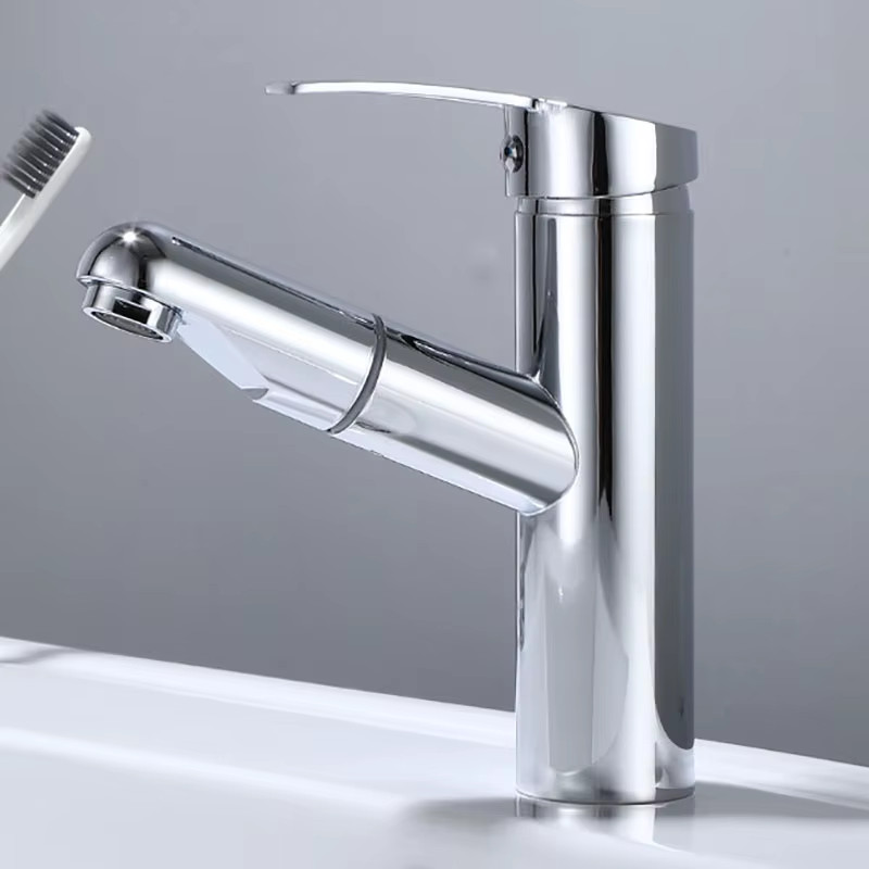 Hot and Cold Water Faucet Brass Valve Body Multifunctional Pull-Out Basin Faucet