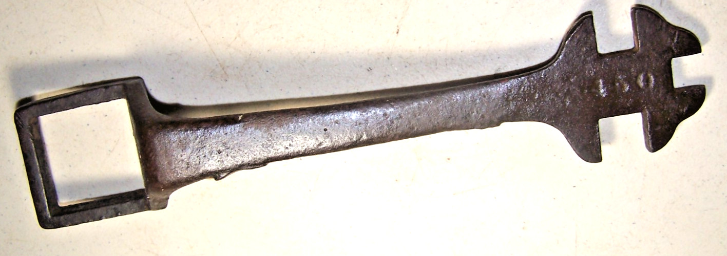 Antique Cast Iron Buggy / Axle Farm Implement Wrench 11 1/2"Long,1 3/4"Square