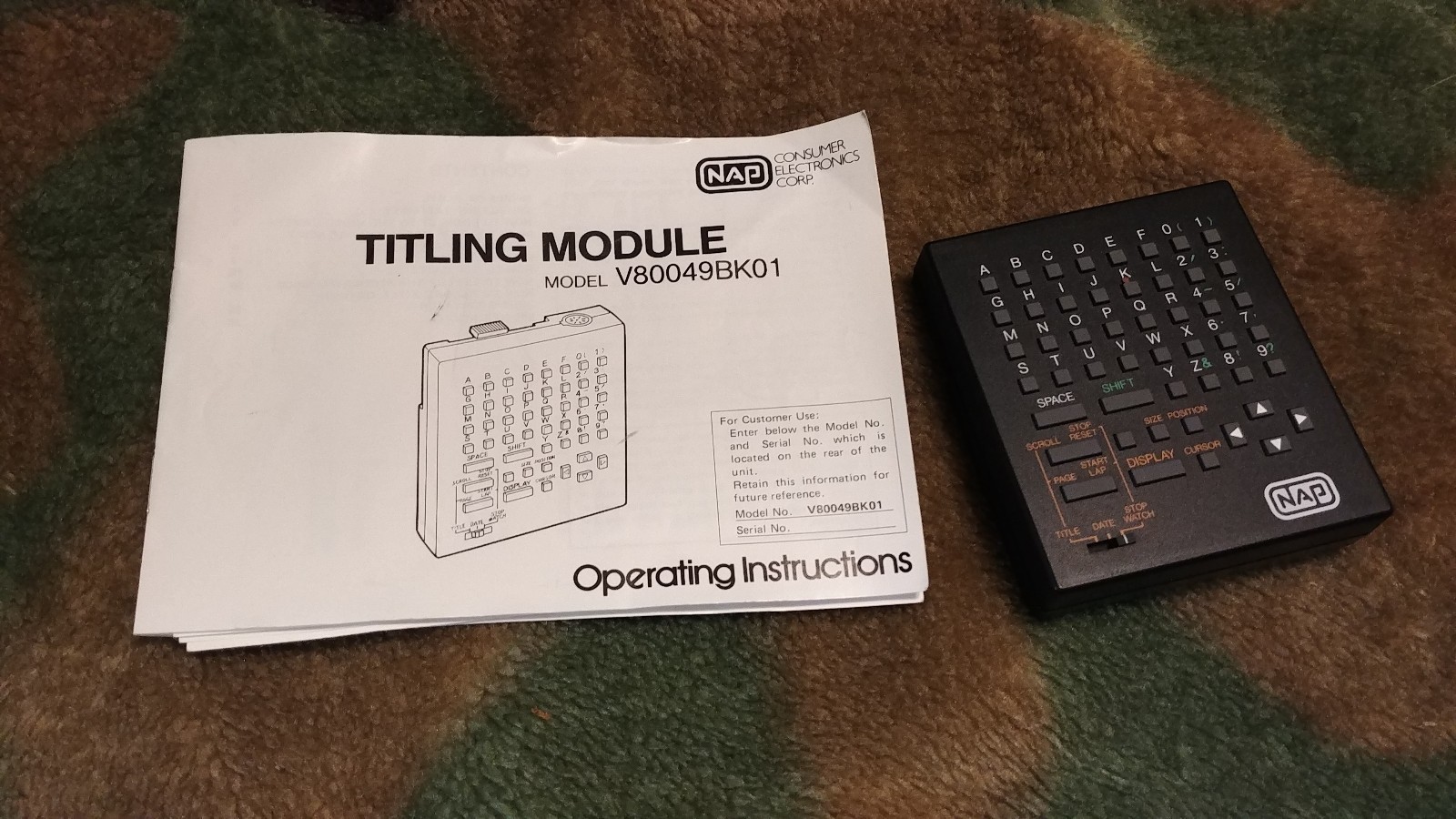 NAP Electronics Titling Module Model V80049BK01 video camera