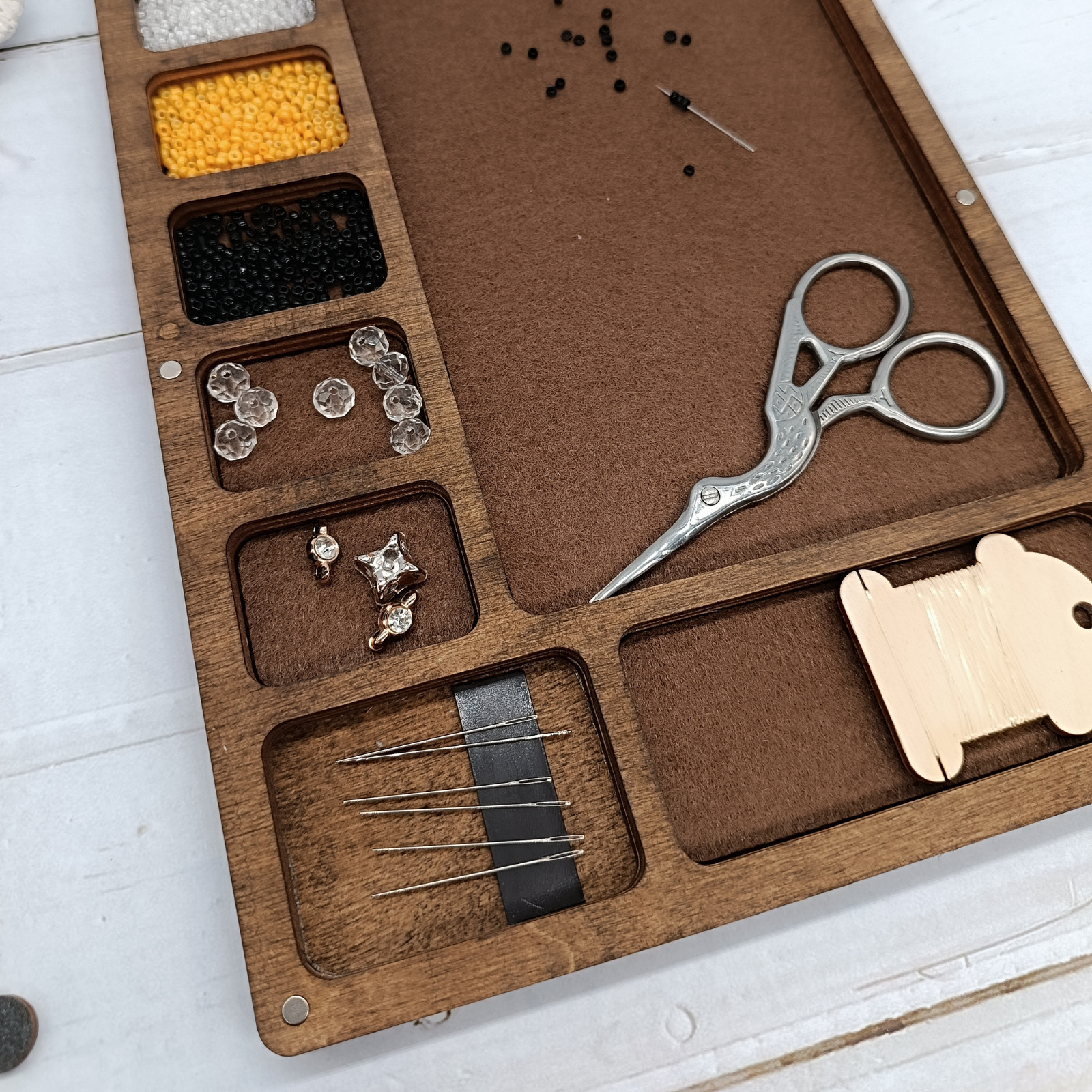 Wooden Bead Organizer with cover– Keep Your Crafting Neat and Tidy House Art