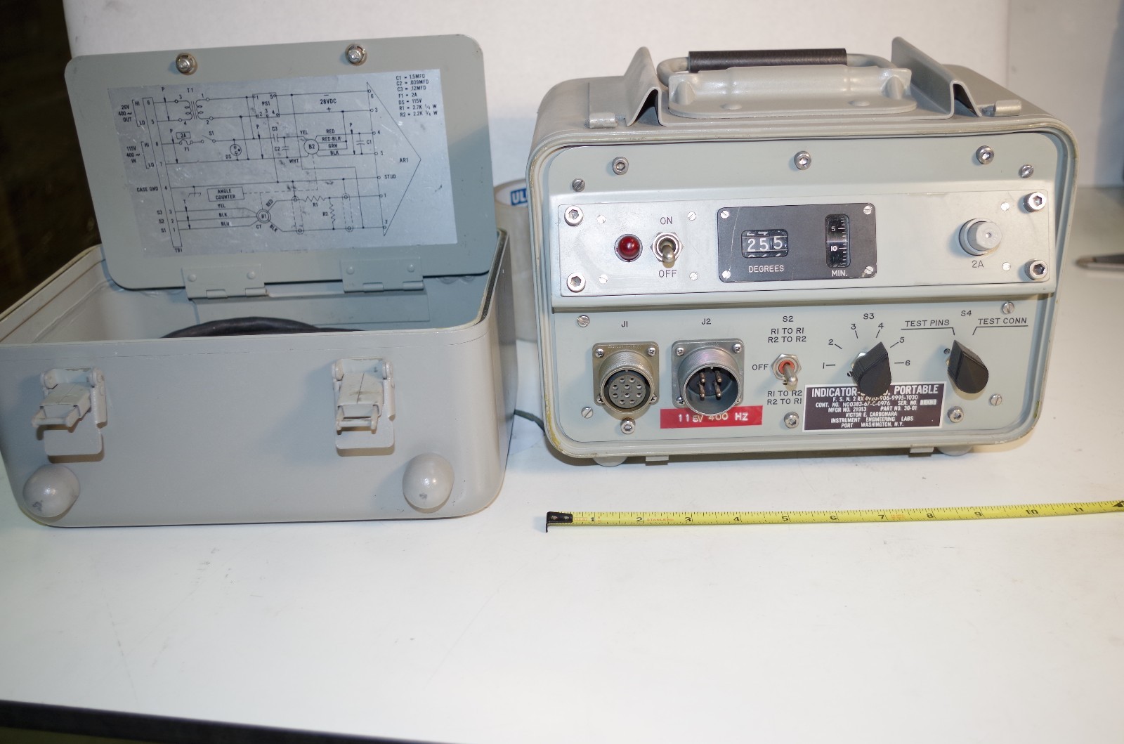 SYNCHRO ANGLE INDICATOR SERVO  PORTABLE  115VAC 400HZ. 0-360 DEGREES