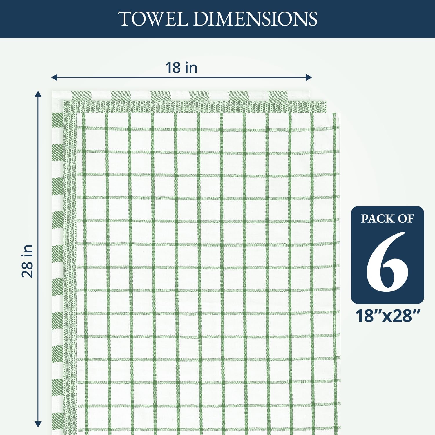 Cotton Kitchen Towels Set, 6Pack – Absorbent, QuickDrying Dish Towels, 18" x ...