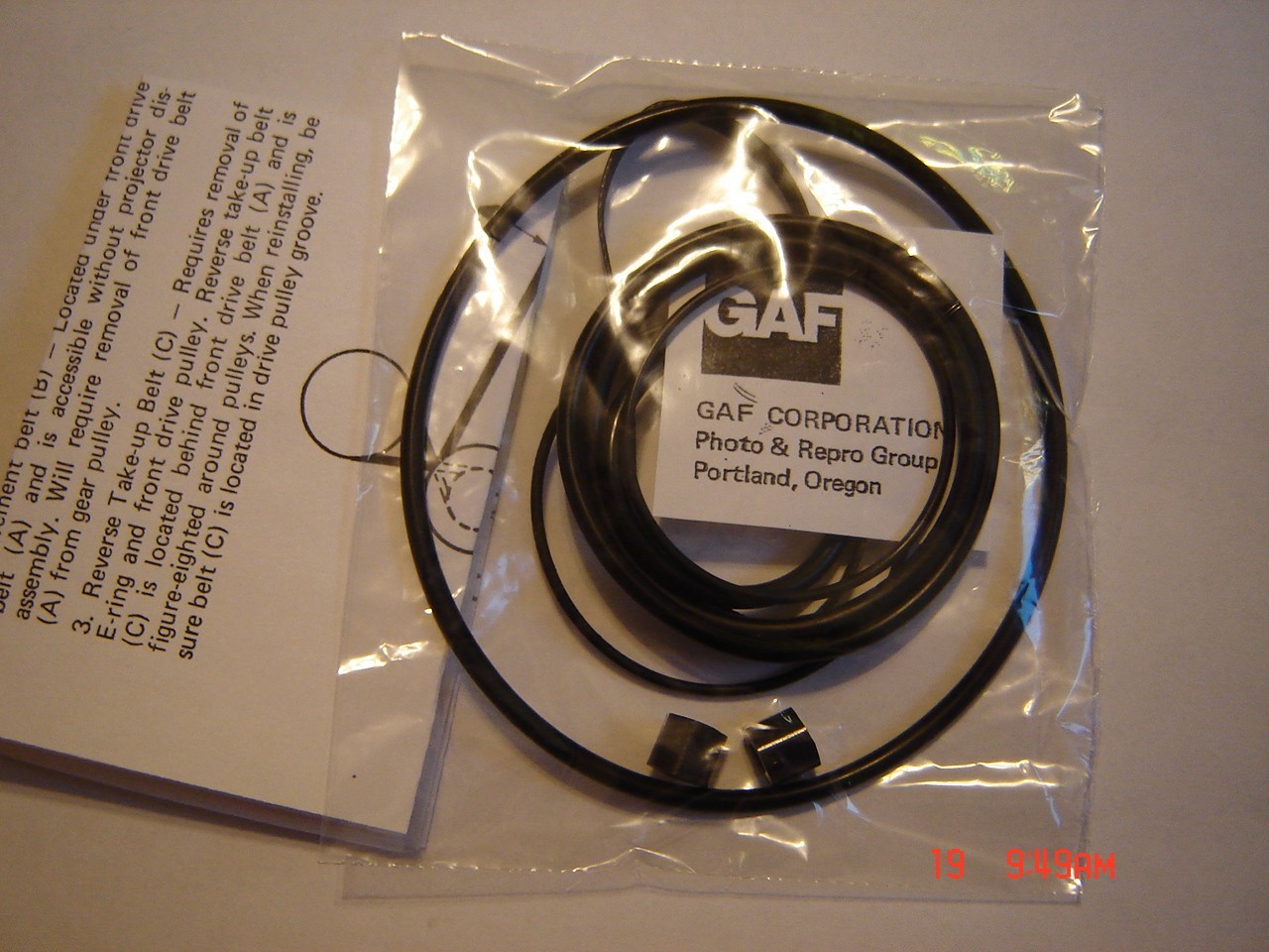 GAF 588 Projector Belts,& Install Instructions 7 Belt /2 Tire Set, 8mm Belts
