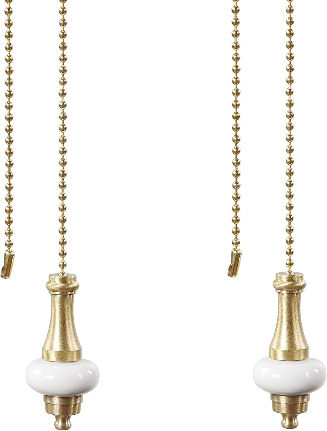 Aspen Creative 20508-51-2, 12" Ceiling Fan Pull Chain Porcelain with Solid Brass