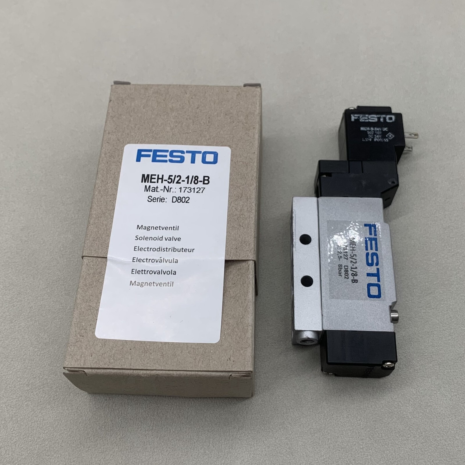 New In Box FESTO MEH-5/2-1/8-B 173127 Solenoid Valve Free Shipping