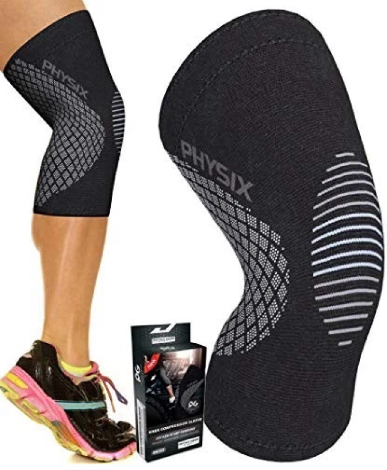 Physix Gear Sport Gray Knee Brace Compression Sleeve Unisex Small New - Open Box