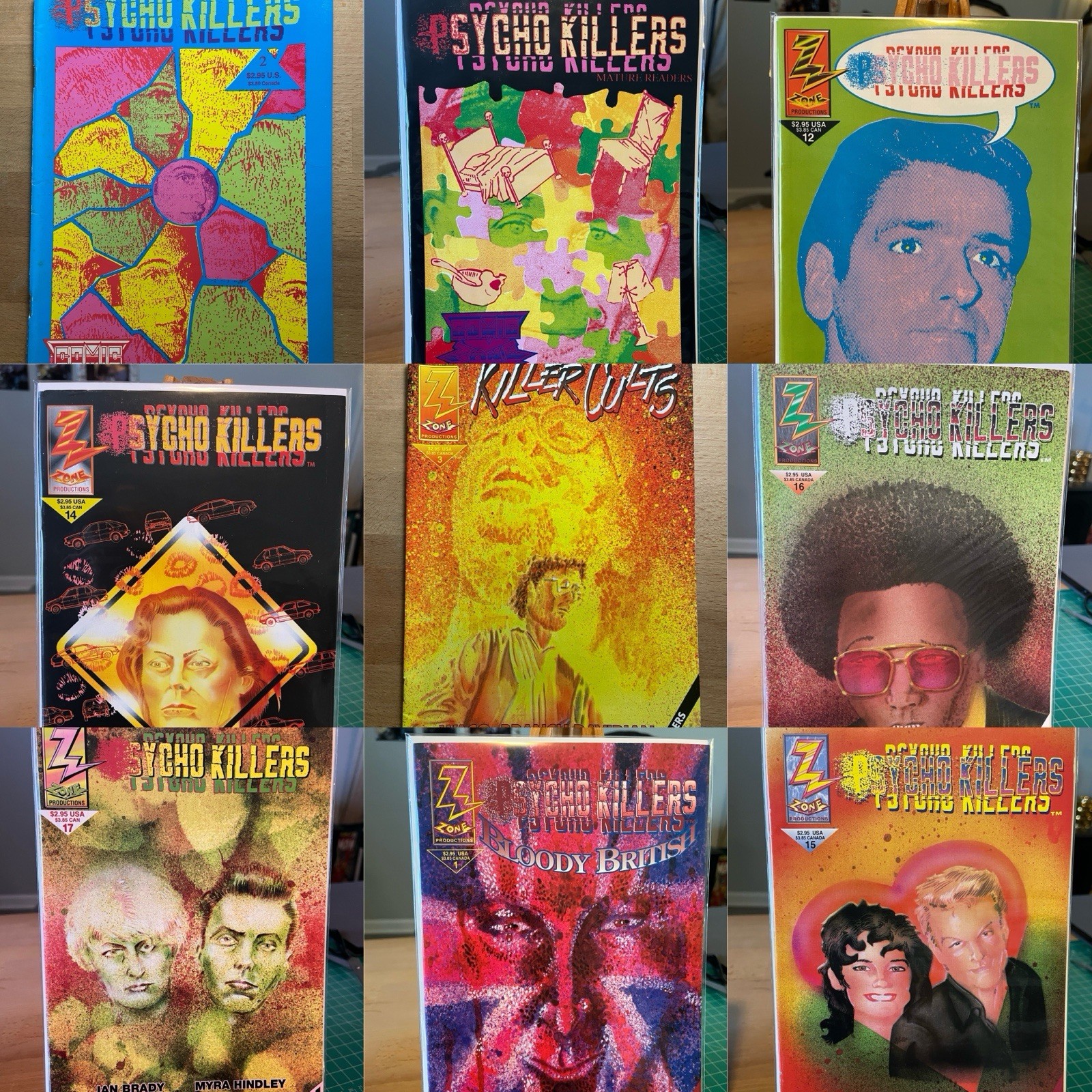Psycho Killer Comic Lot: 9 Indie Comics: Gein, Son Of Sam, Bloody British + More