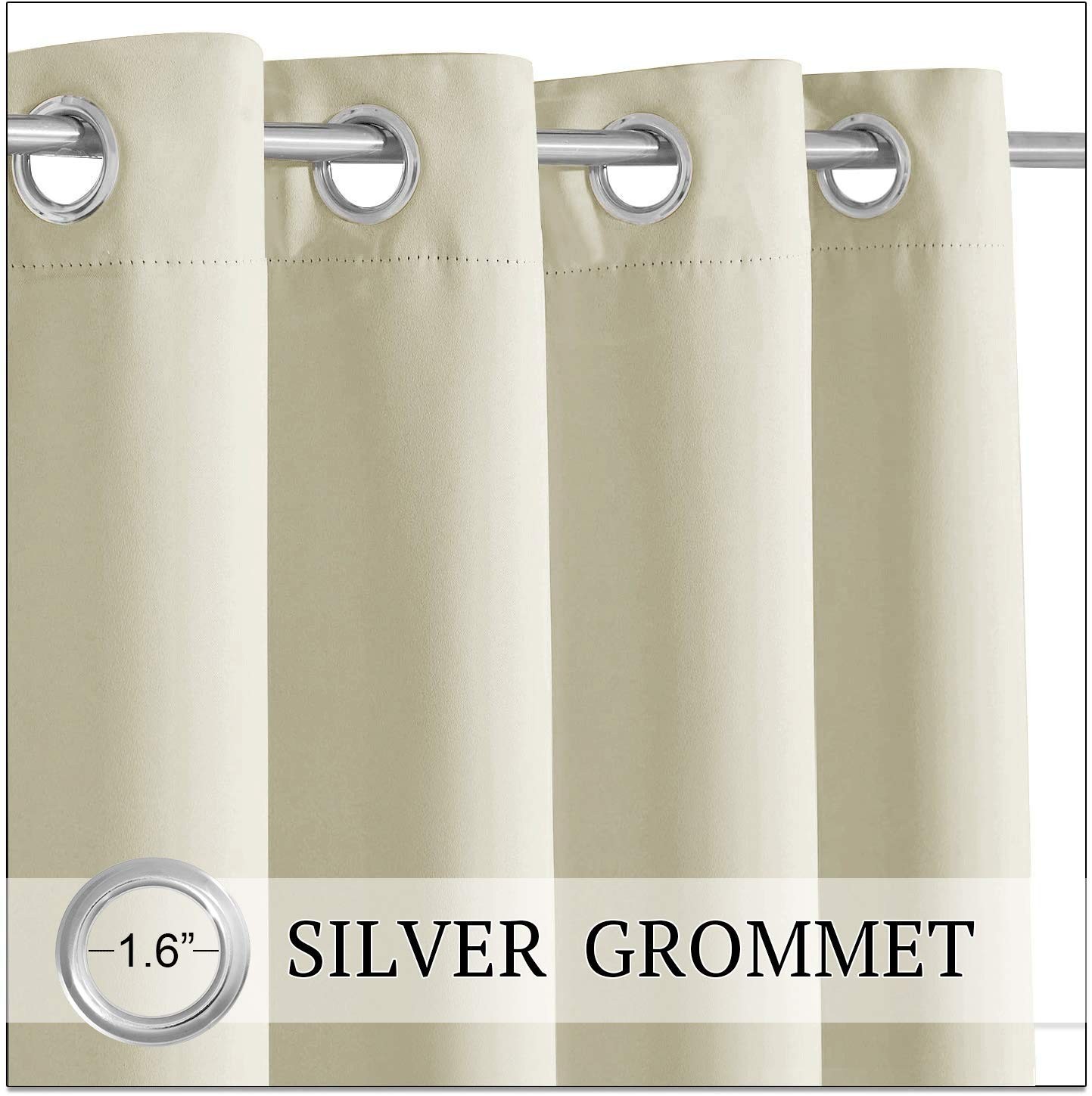 RYB HOME Outdoor Patio Curtains Waterproof Sunlight Block Extra Wide Drapes 120"