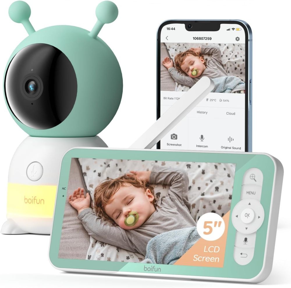 2K WiFi Baby Monitor with Camera and Audio,Smartphone APP, Colorful Night Light
