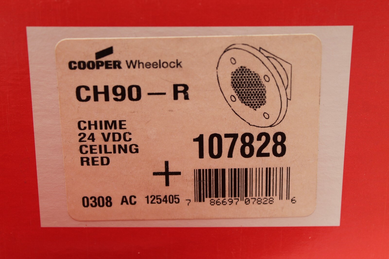 COOPER WHEELOCK CH90-24-R CHIME 24VDC CEILING RED