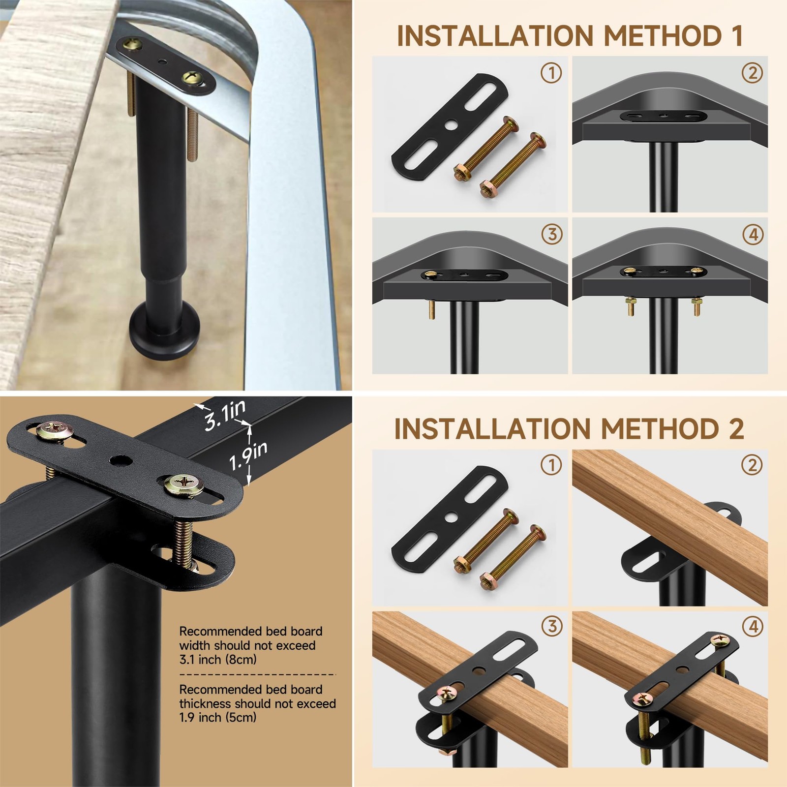 Adjustable Height Bed Support Legs 13.8-23.6 inch, Bed Frame Center Support L...