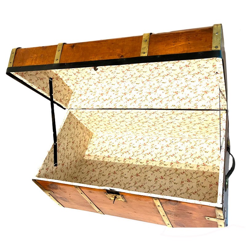 Jenny Lind Trunk Circa 1870 Brass Bound Refinished And Lined By Our Trunksmith