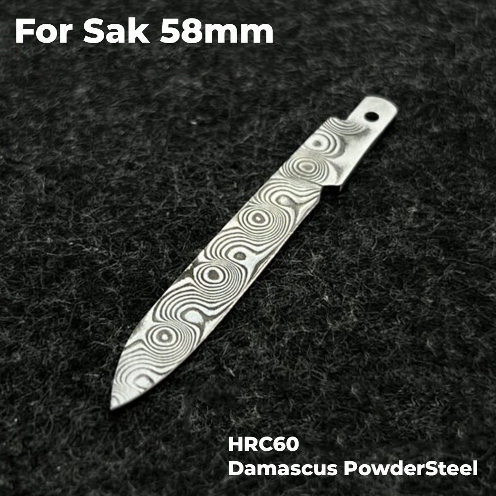 58mm Victorinox Swiss Army Knife Damascus Powder Steel Handmade Blade SAK Part
