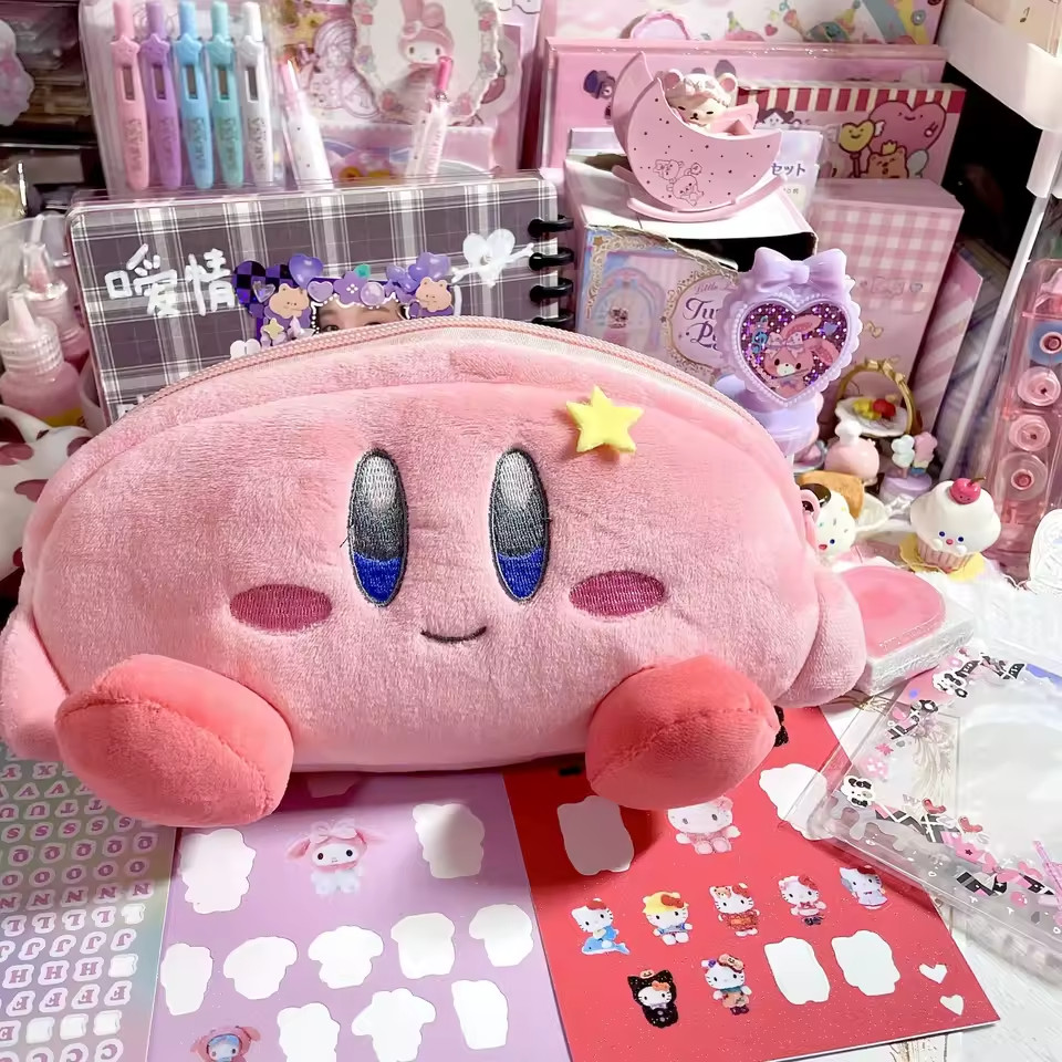 Anime Kirby Kawaii Plush Pencil Case Large Capacity Pen Bag Cosmetic Pouch Gift