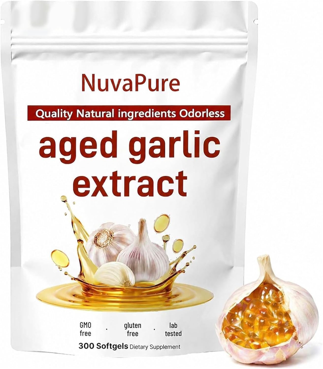 Nuvapure Aged Garlic, Organic Garlic Capsules Supplement, Potent Heart & Immune