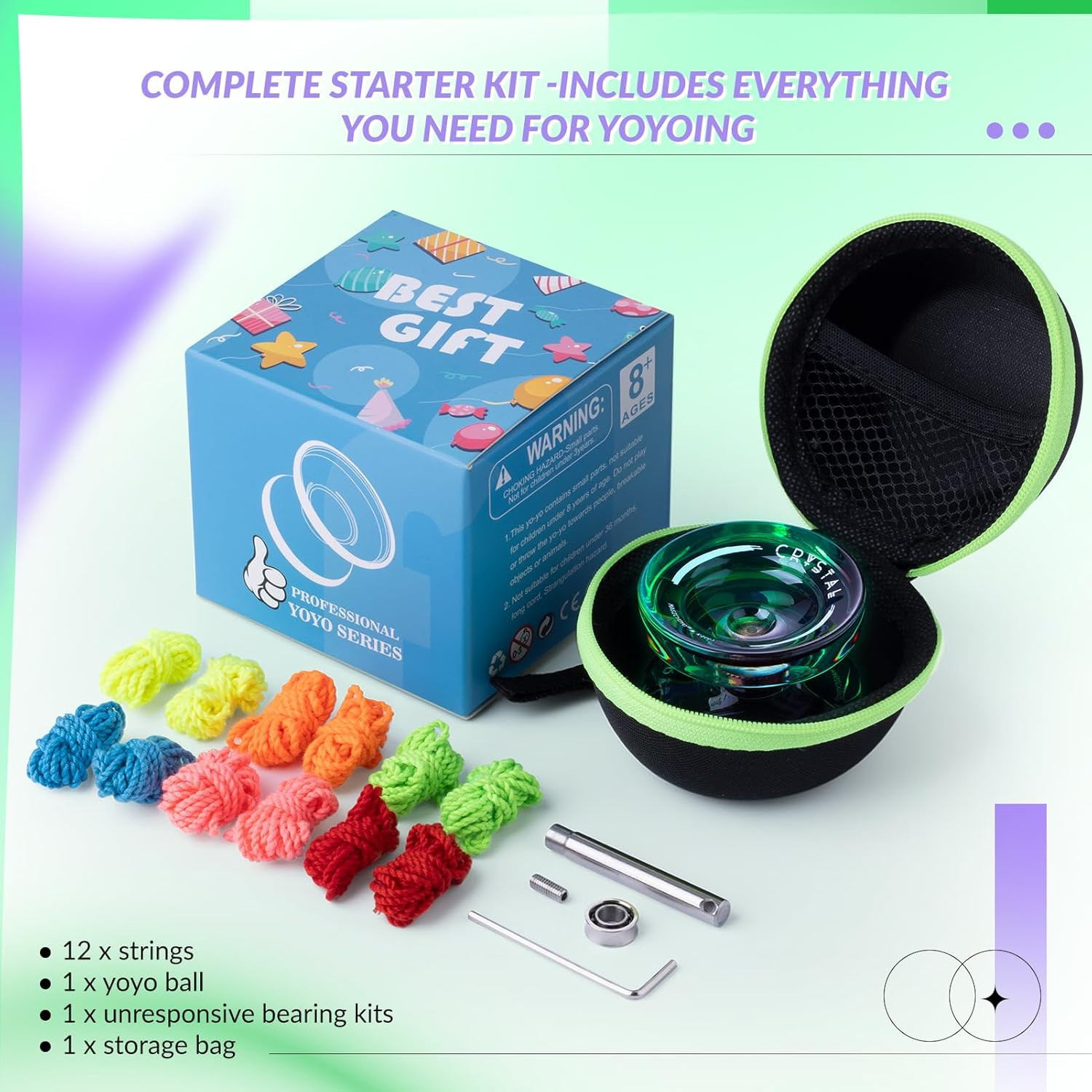 Yoyo K2 Crystal - Professional Responsive Yoyo for Kids Beginners, Dual Function
