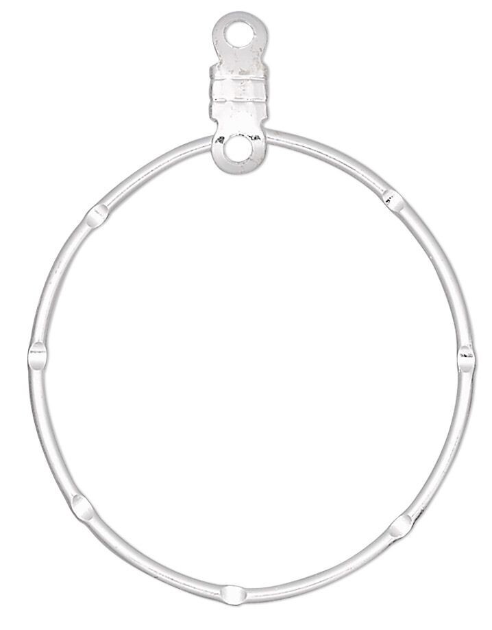 Beading Hoop, 10 Silver Plated Steel 26mm Round Notched Ring with Closed Loop