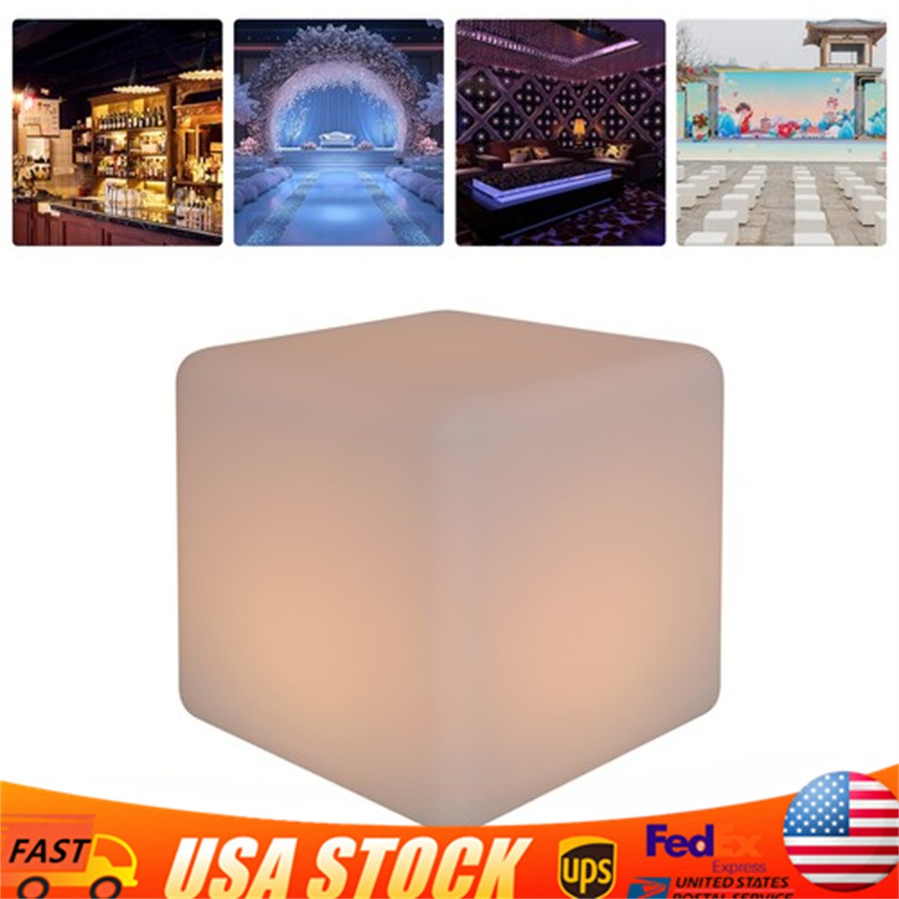 16 RGB Colors Rechargeable 12 inch LED Light Cube Stools Chair W/Remote Control