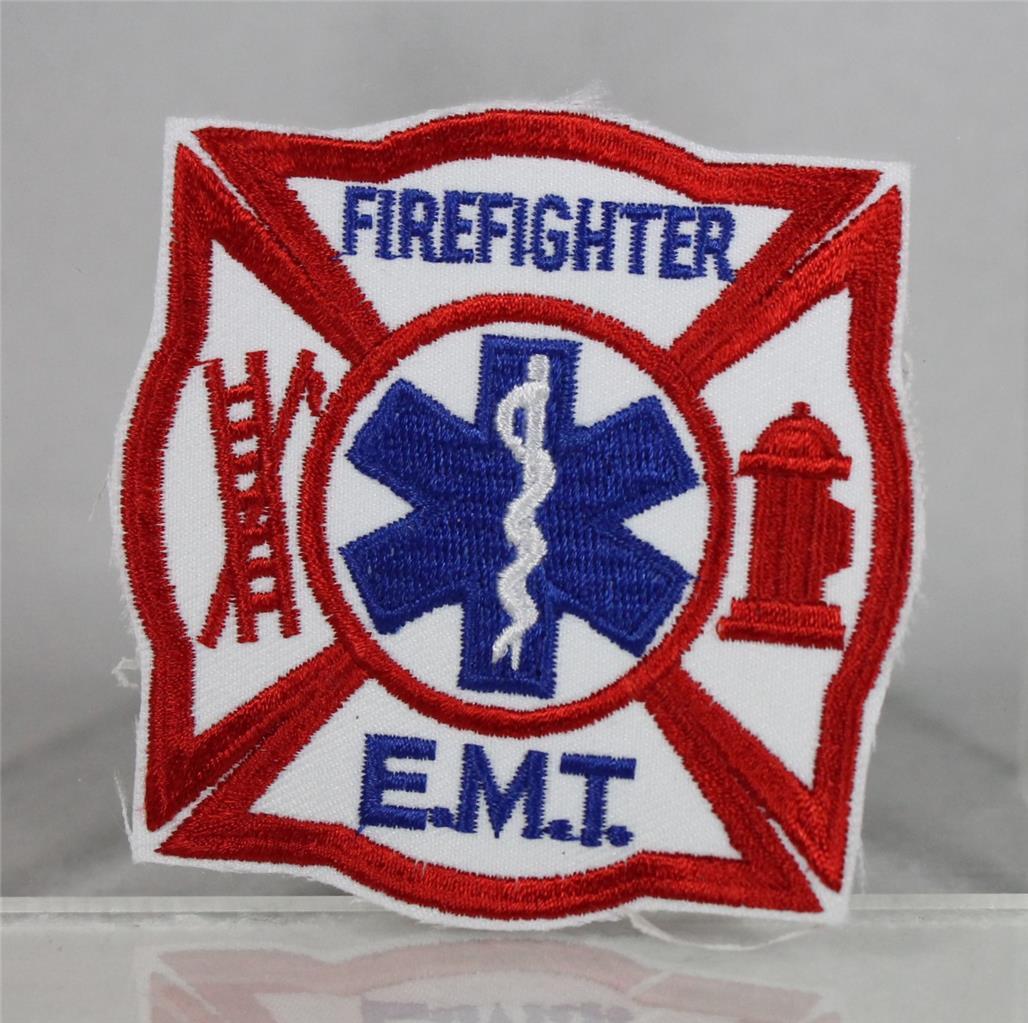 Firefighter - E.M.T. Embroidered Patch - 3" x 3" - Star of Life, Hydrant - NEW