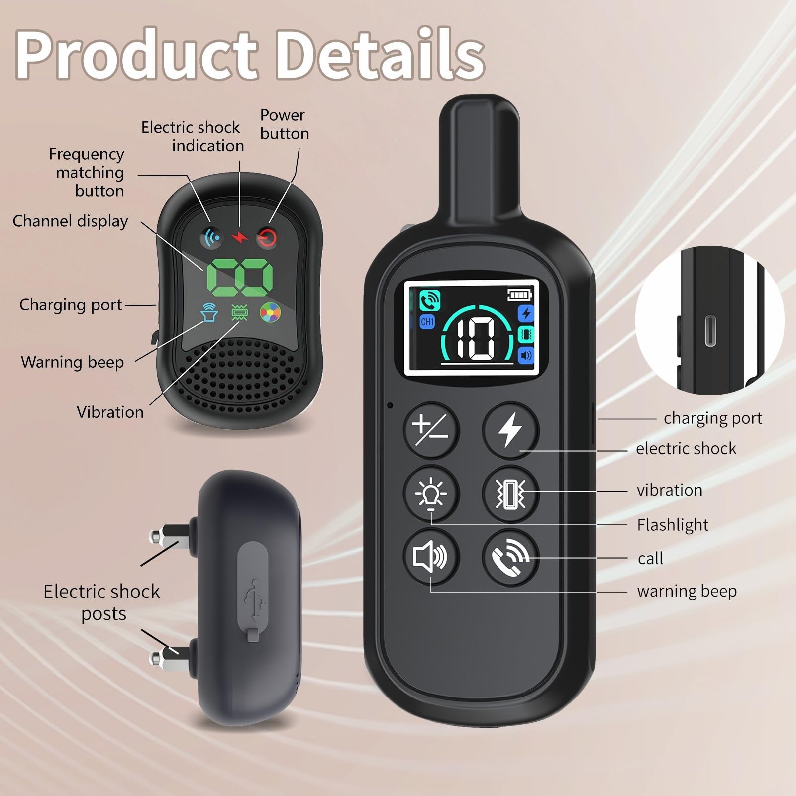Dog Shock Collar 4900FT Dog Training Collar with Remote/Call Function/Light I...