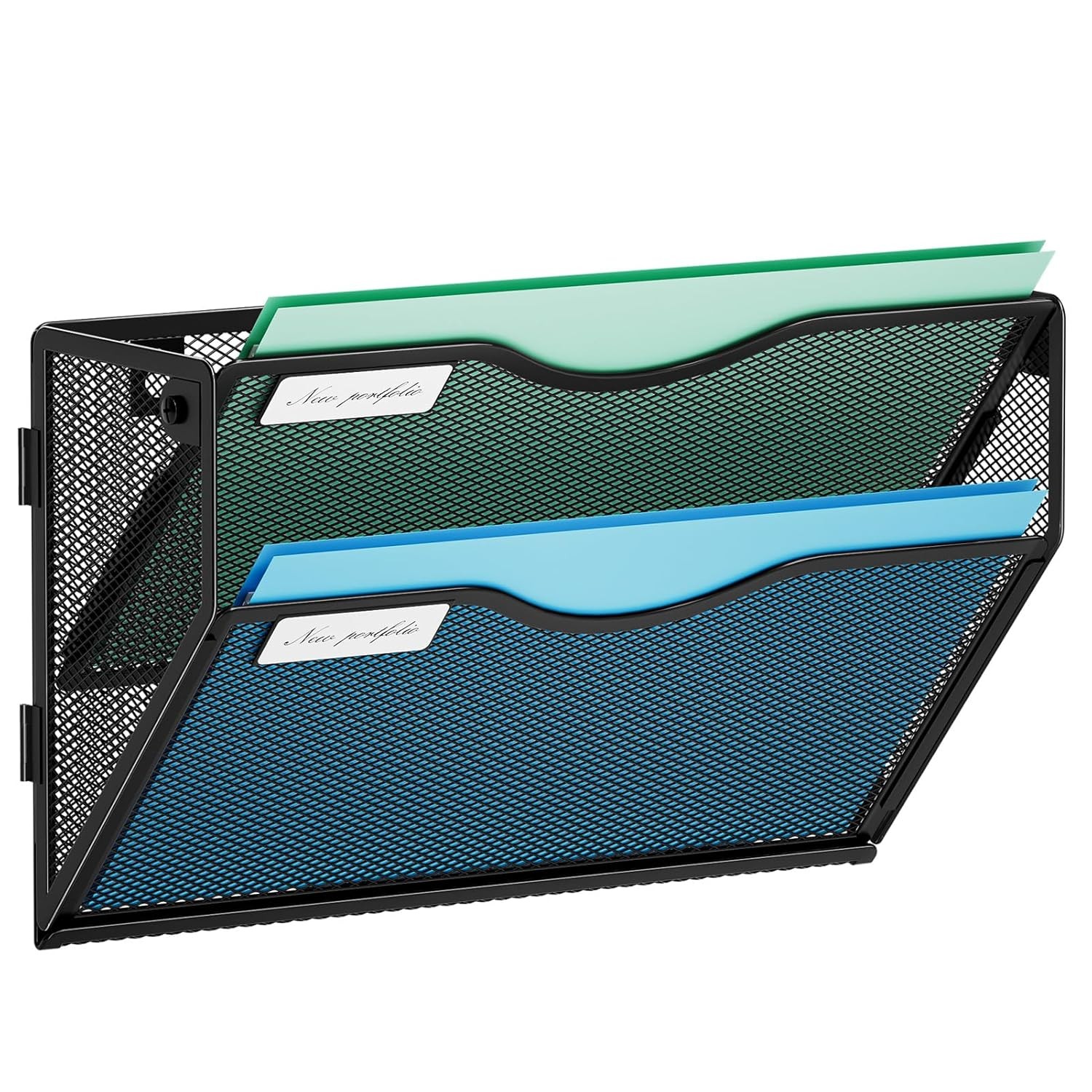 Marbrasse Wall File Holder 2-Tier Hanging Wall File Organizer, Mesh Mail Holder