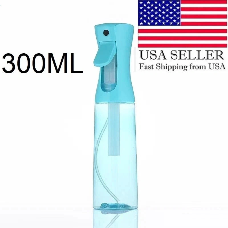 300ml Continuous Fine Mist Spray Bottle Blue Refillable Water Sprayer Hair Plant