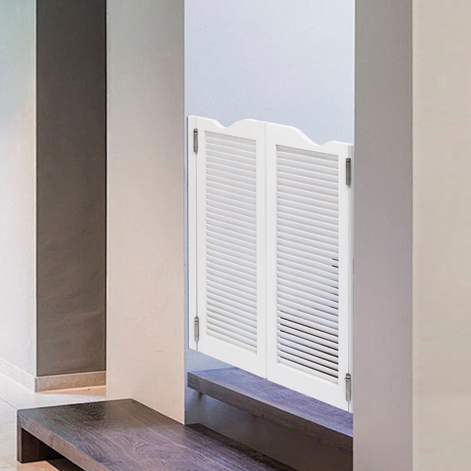 White Swinging Door Double Half Door Double-hinged Café Door With Hinges