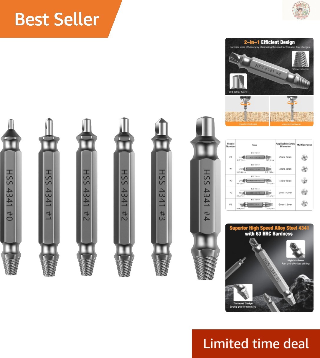 All-Purpose Broken Screw Remover Set - High-Speed Steel, Lightweight Design