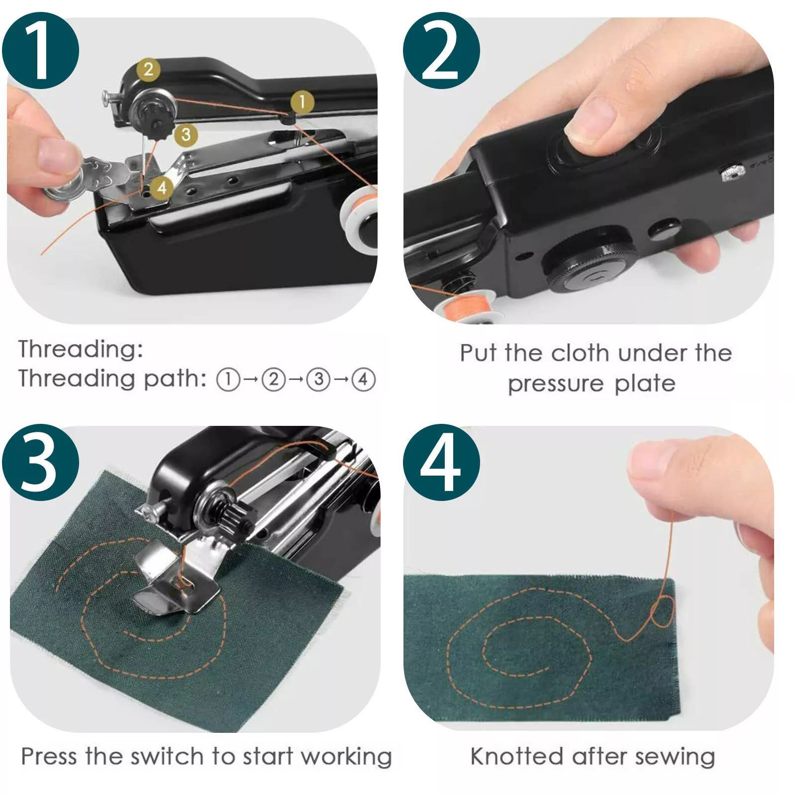 Handheld Mini Sewing Machine Stitch Electric Compact Tool w/ Sewing Kit