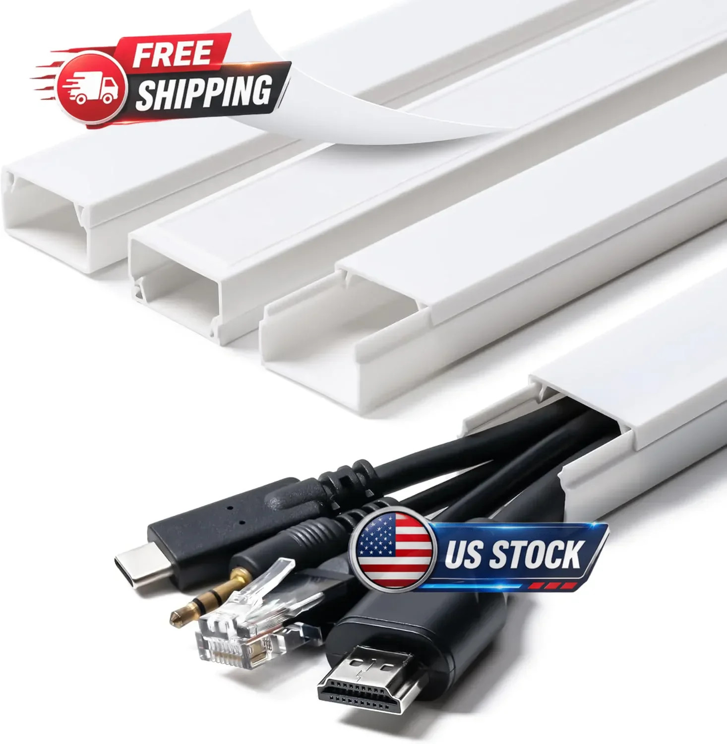 TV Cord Hider - 58in(4xL14in) Cord Covers for Wall Mounted TV Cable Hider Wall K
