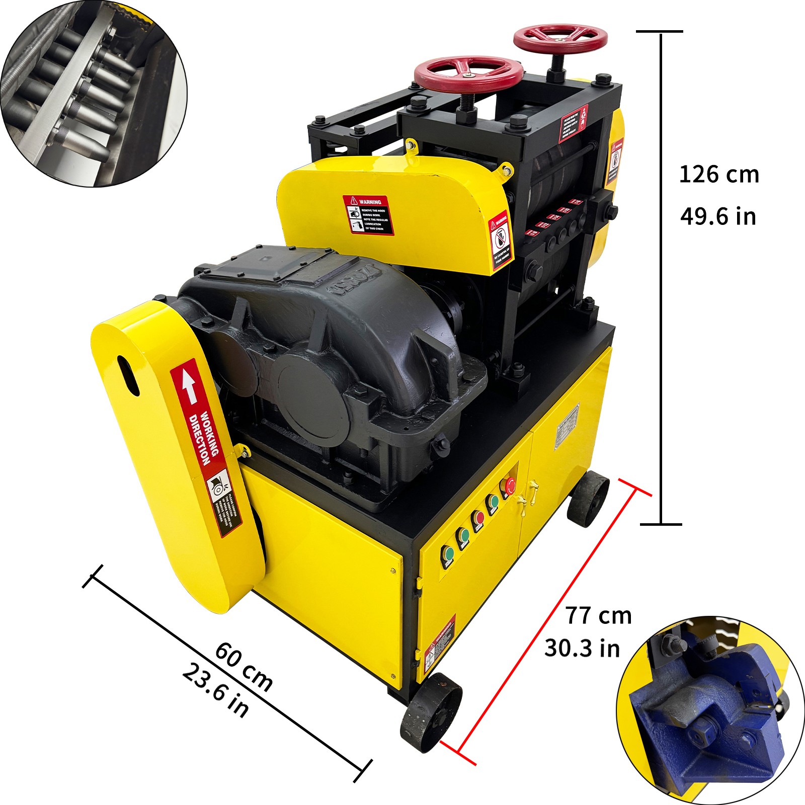 220V 3PH Rebar Straightening and Cutting Machine Steel Bar Processing Tool 7.5KW