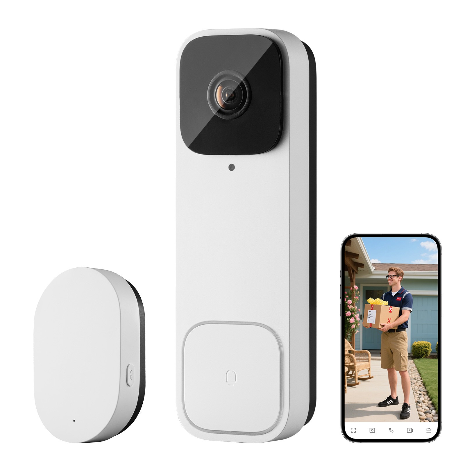 Uimoso Wireless Video Doorbell 2K Camera Doorbell with 170° View & 2-Way Audio