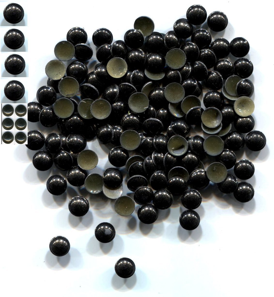 Pearl Domes Nailheads 3mm Hot fix BLACK  144 Pc  1 gross