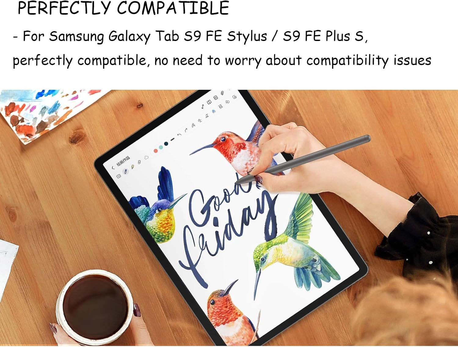 2 Pcs Galaxy Tab S9 FE S Pen for Samsung Galaxy Tab S9 FE / S9 FE+ Replacement P