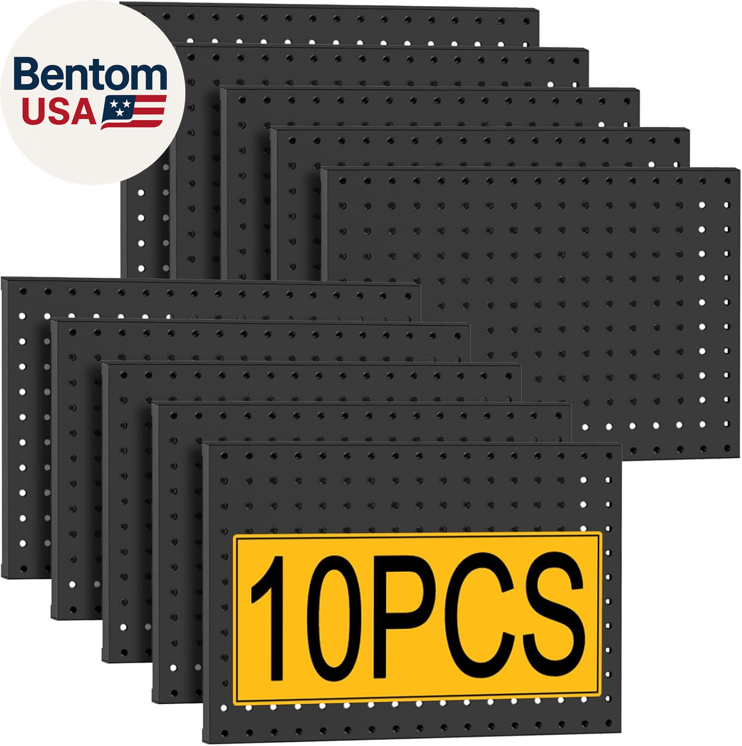 10 Pcs Metal Pegboard Panels, Heavy Duty Peg Boards for Garage and Garden Tool S