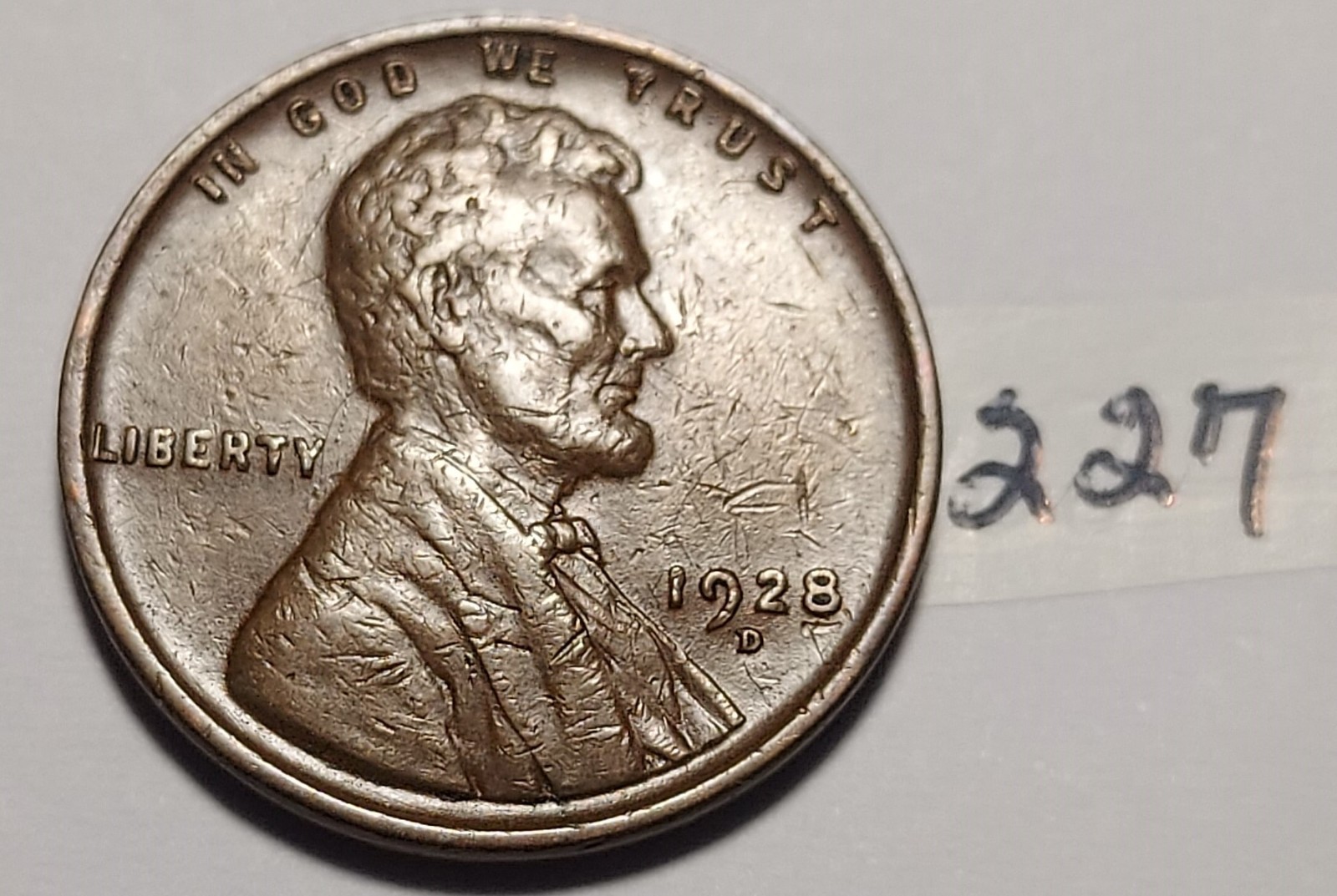 1928-D Lincoln Wheat Cent  Extremely Fine     #227