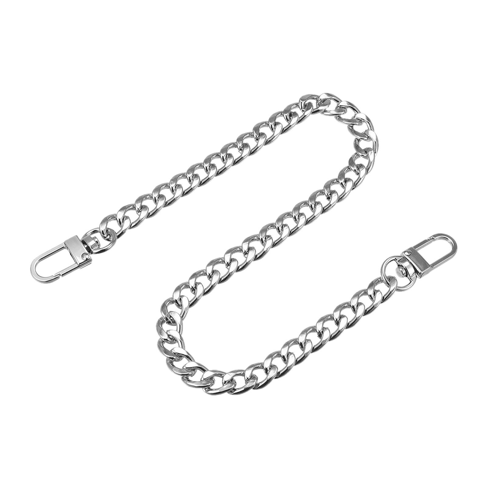 Iron Flat Chain Strap 16" Handbag Chains Purse Straps DIY Replacement Silver
