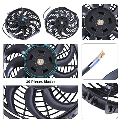 12 Inch Universal Slim Fan Push Pull Electric Radiator 12V 12 Inch-2pcs Black