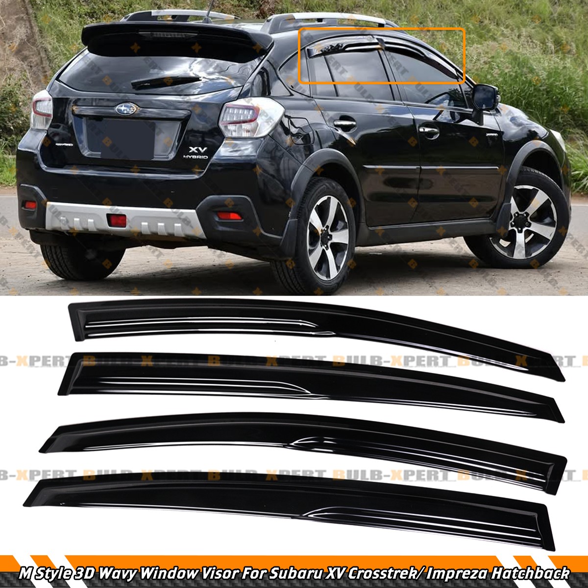 For 12-17 Subaru Impreza XV Crosstrek 3D Wavy Window Visor Rain Guard Deflector