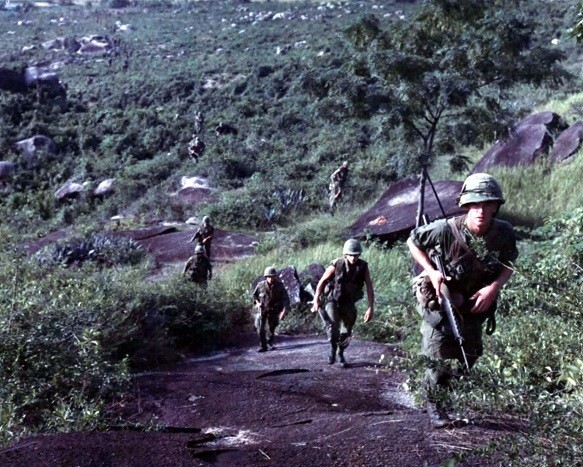 Troops of 1st Cavalry Division Airmobile on patrol 8x10 Vietnam War Photo 805