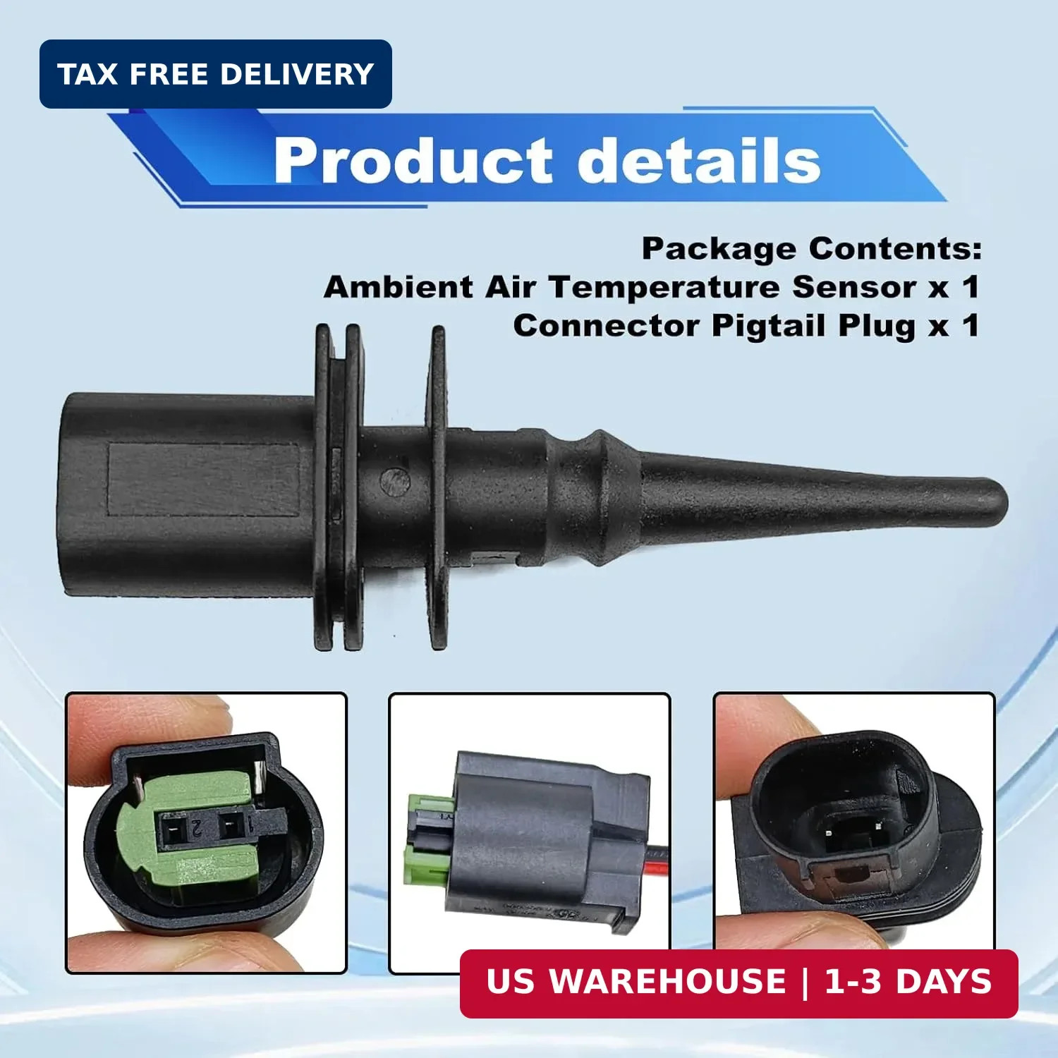 Outside Ambient Air Temperature Sensor & Connector Pigtail Plug 65816905133 Comp