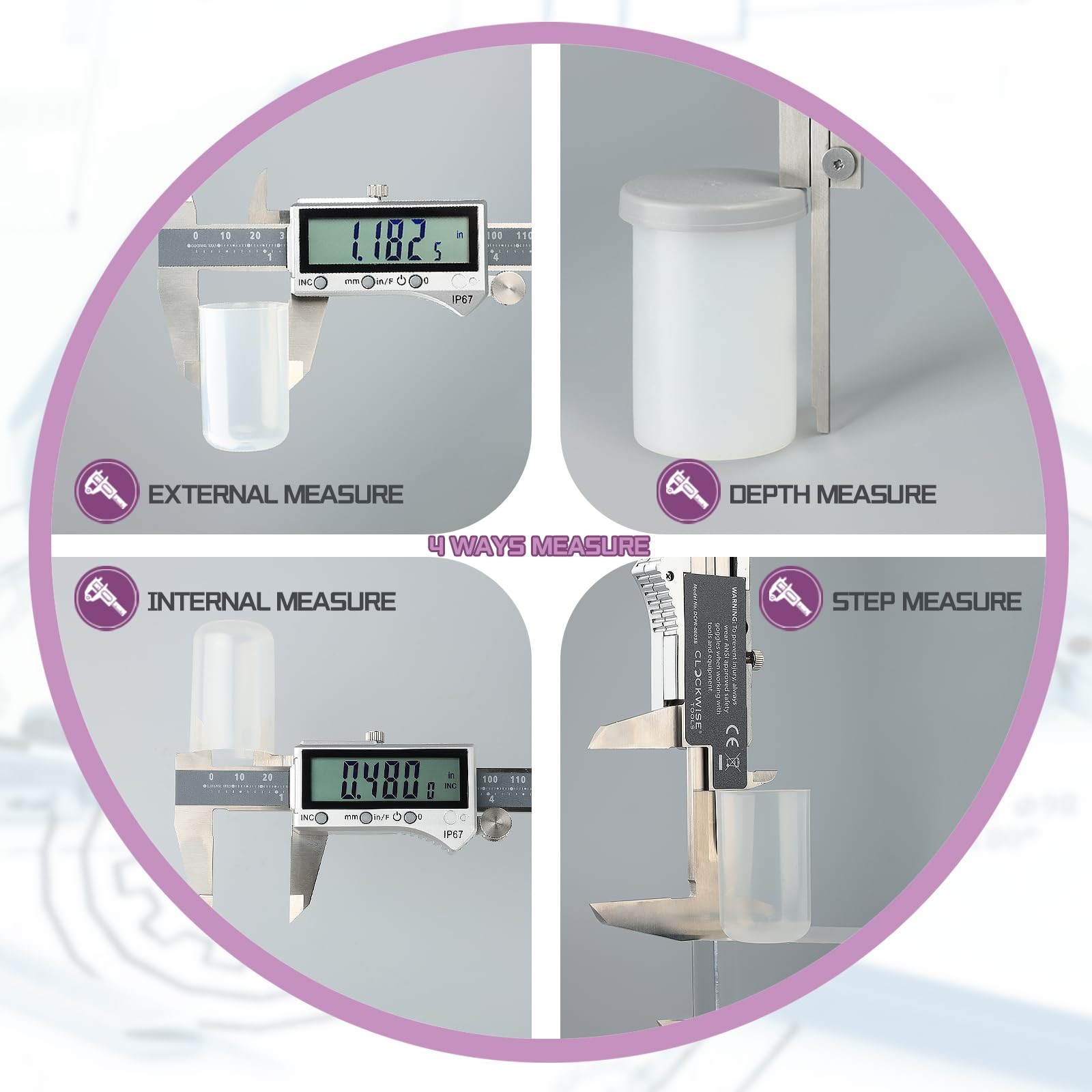 IP67 Grade Digital Caliper, DCPR-0605 0-6 Inch/150mm, Inch/Metric/Fractions