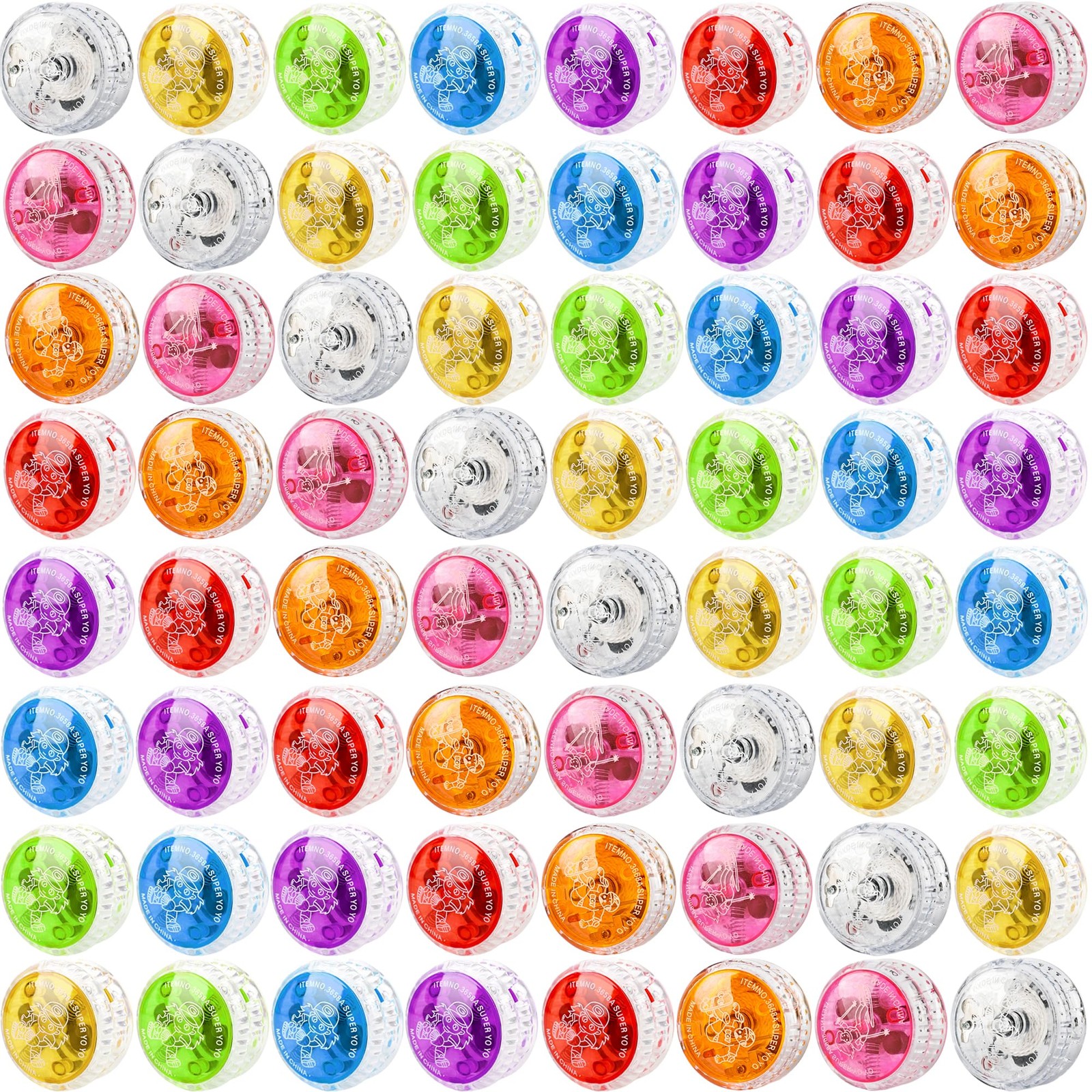56 Pcs Colorful Light up Yo Yo Ball Bulk LED Responsive Ball Auto Return Bear...