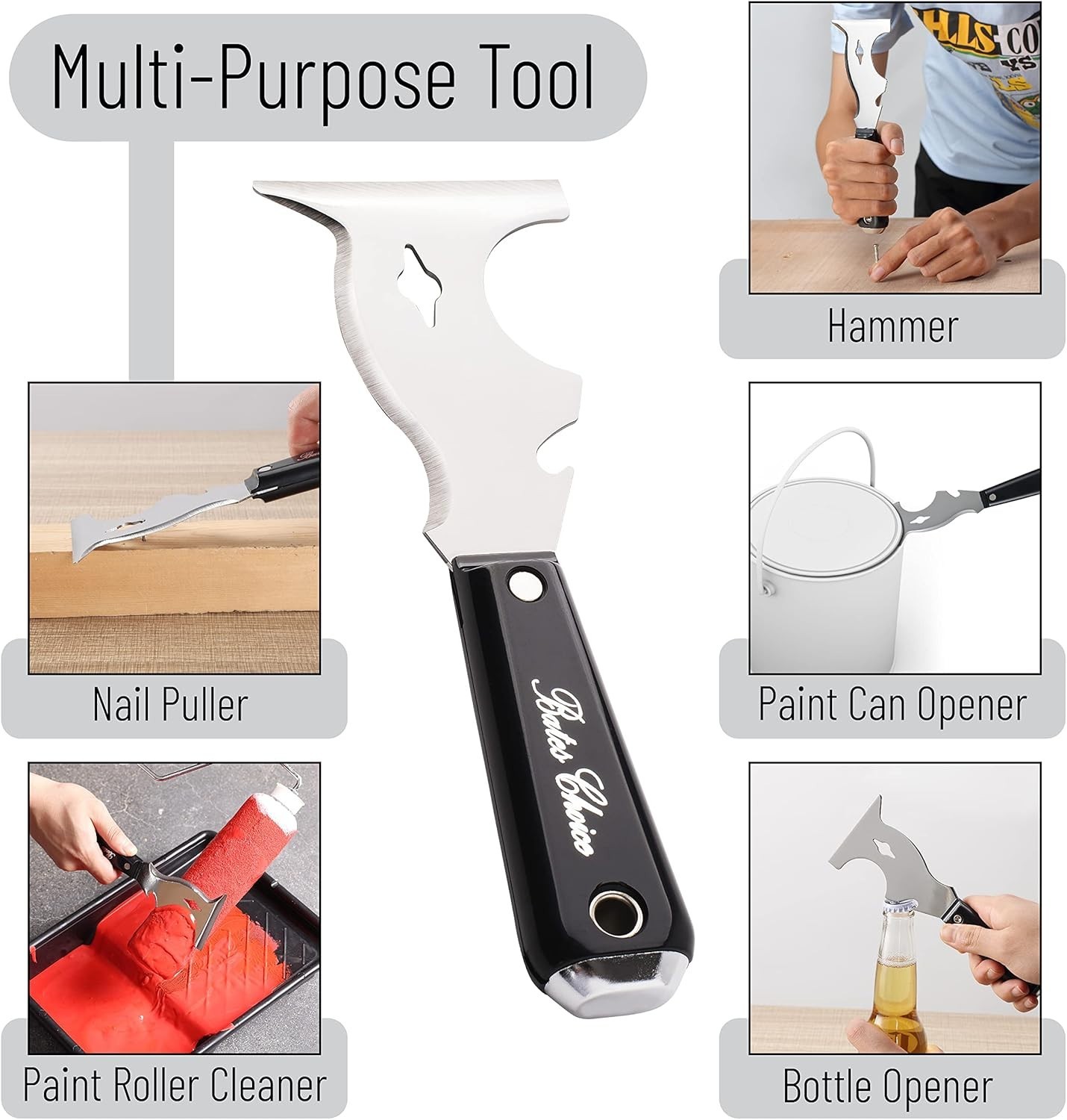 Lightweight Bates Paint Scraper: 10-in-1 Tool for Patching & Surface Cleaning