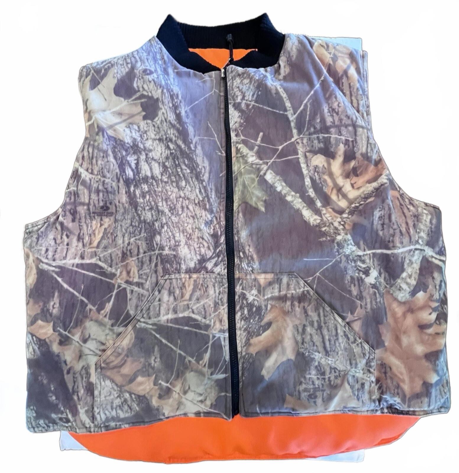 American Outfitter Garments Vest Reversible Camo Blaze Orange Puff Sz 2XL Vtg