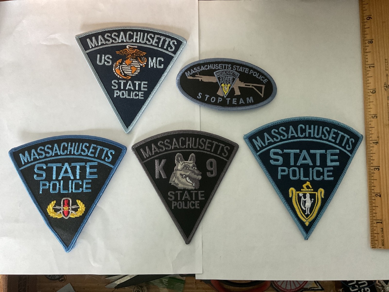 Massachusetts State Police  5 Patches  collectable and new