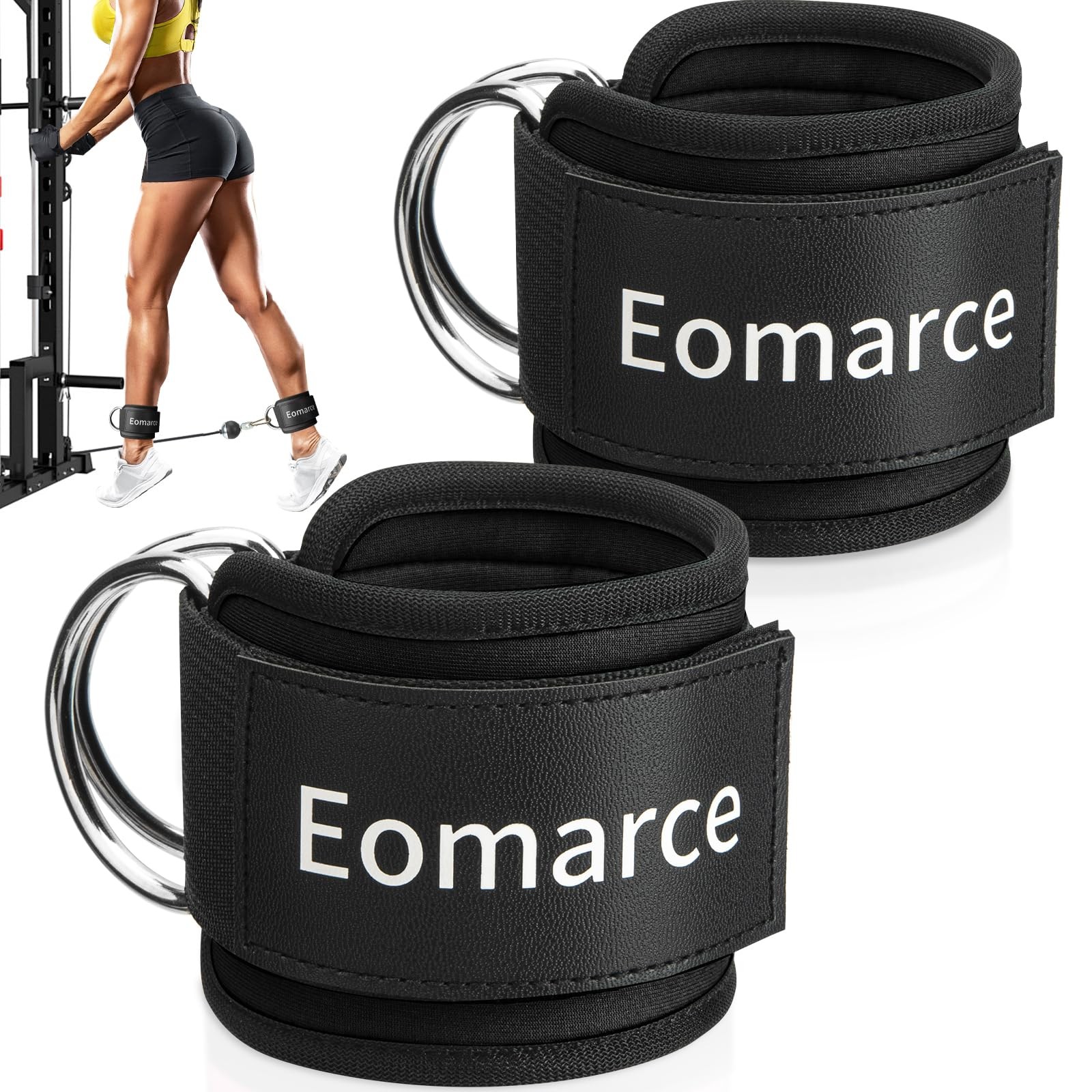 2PCS Set Premium Cable Kick Back Ankle Straps for Cable Machines Women & Men,...