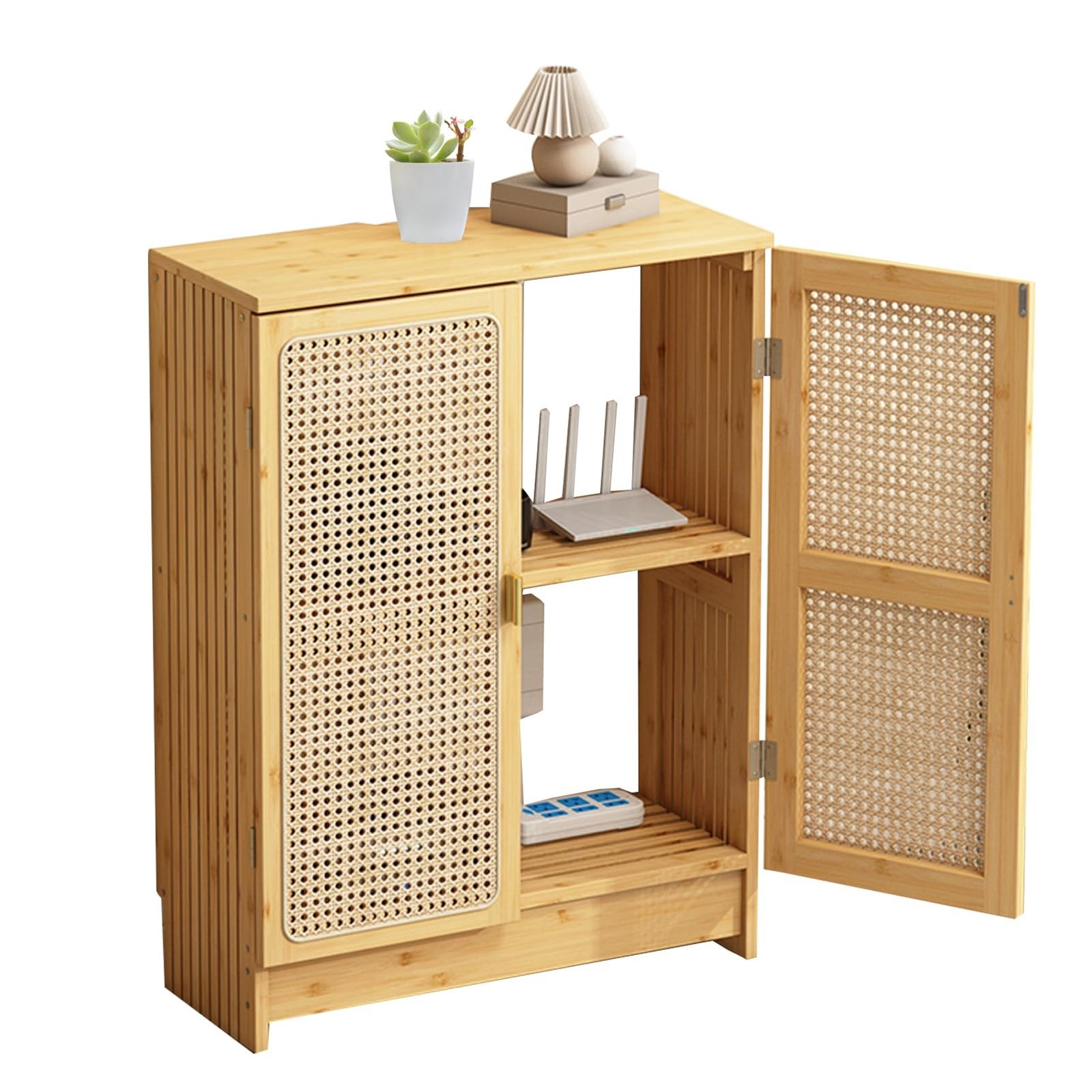 Jueraori WiFi Router Storage Cabinet with Adjustable Shelves, No Back Panel |...