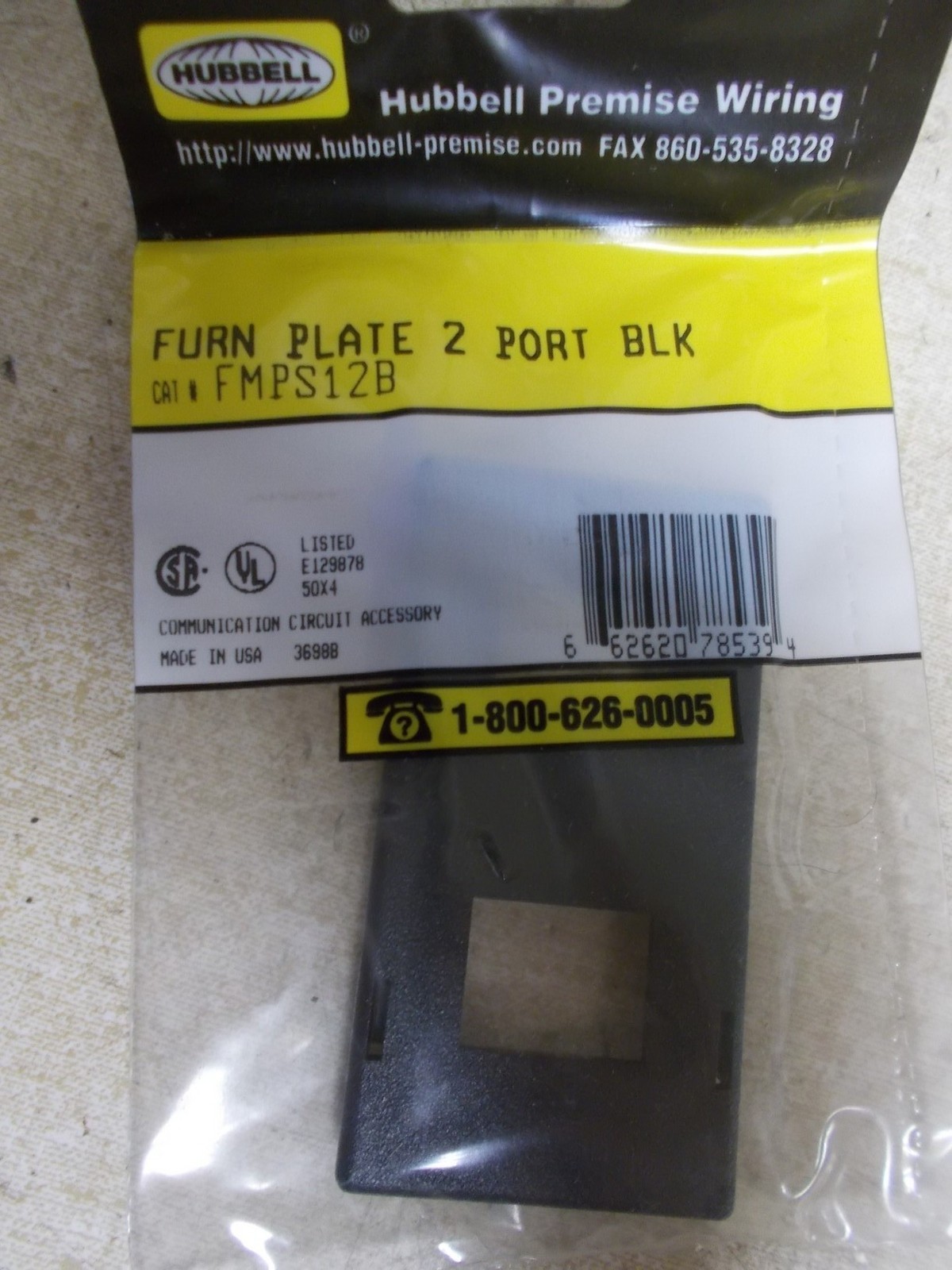 NEW Hubbell FMPS12B 2-Port Black Furniture Plate Cover *FREE SHIPPING*