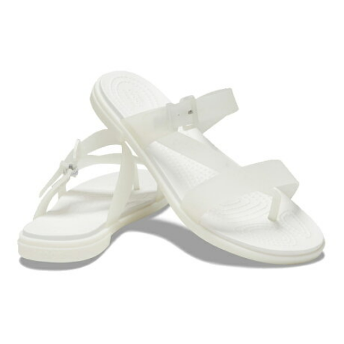 WOMEN'S CROCS Tulum Translucent Toe Post Oyster Sandals Fast Free Shipping